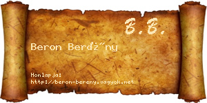 Beron Berény névjegykártya